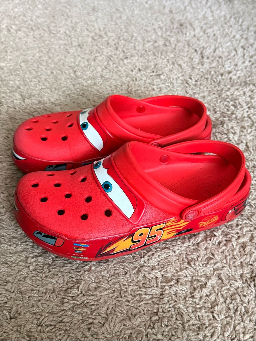 CROCS Kids Lightning McQueen Red Clogs with Racing Graphics